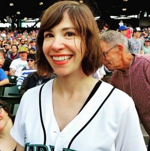 iwannabeyourcarriebrownstein:     carrie_rachel ; And a major smile of relief after throwing a strike from the mound. @Mariners. Thanks to my coache     My heart.