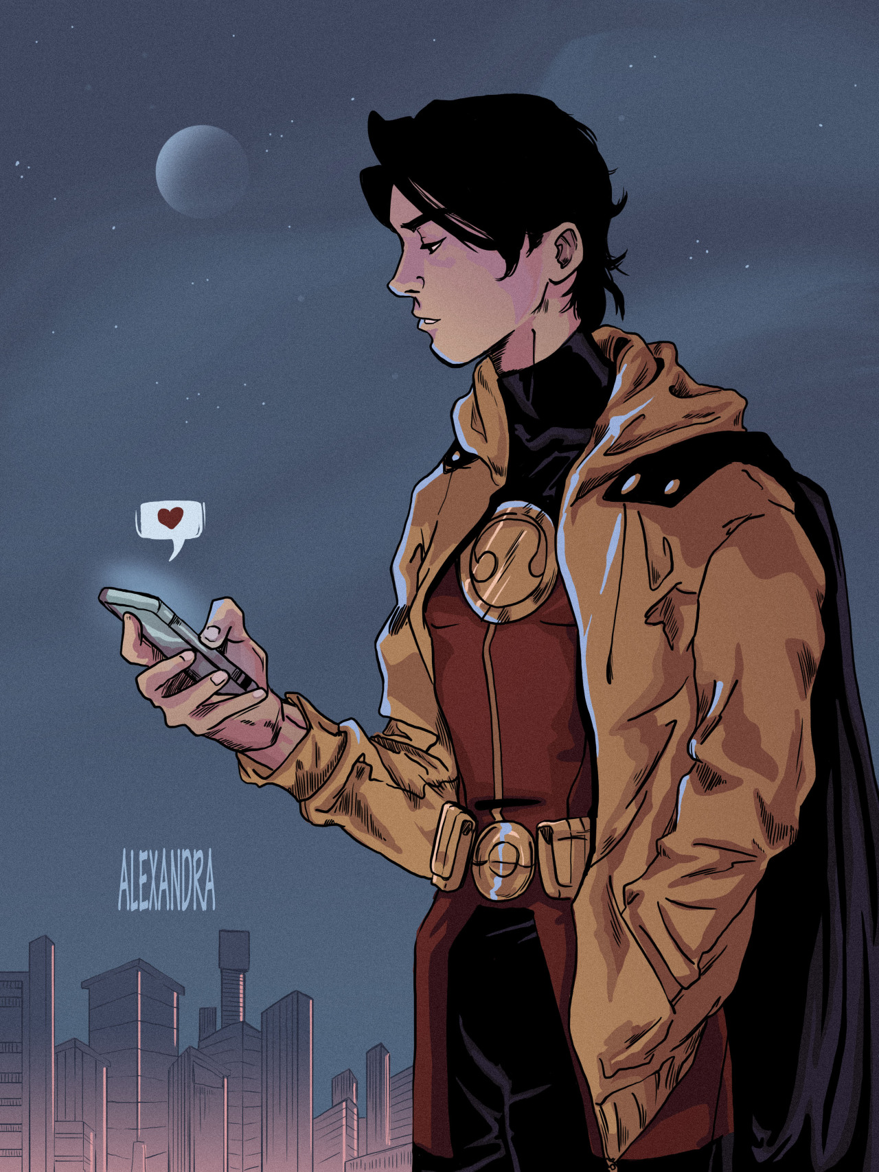 Tim Drake quick drawingWho is he texting? You can fill in the blank ;)