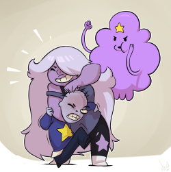 atryl:  Purple Attitude by atryl Stars and purple means jerks kinda? :D Oh well, had this in my mind for a while, Siden mentioned LSP and he was right. Star and purple. Amethyst from Steven universe, Wayne from Cramp Twins and Lumpy Space Princess from