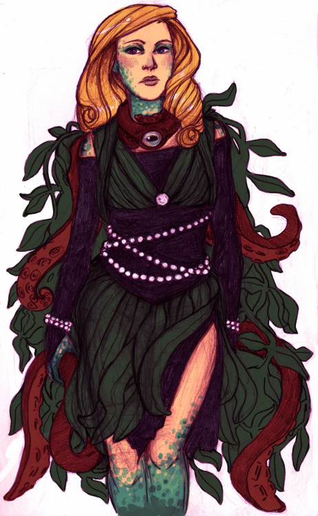 aaaand I couldn’t help but design a full outfit for sea witch Bedelia du Maurier from the Hannibal/Little Mermaid mashup that’s knocking around in my head.  The squid and octopus tentacles aren’t part of her, but part of her cloak and