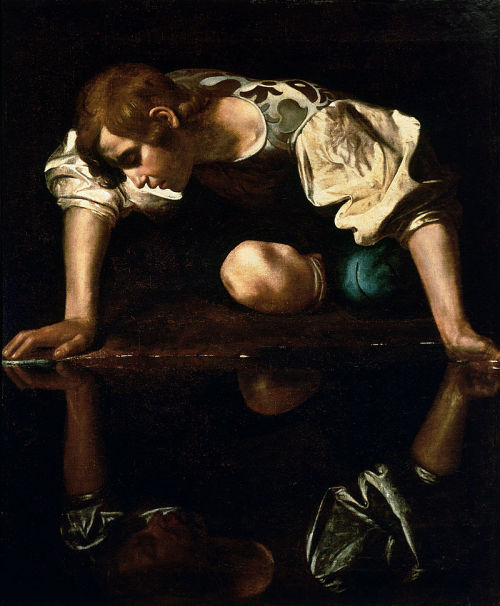 Caravaggio,Narciso, 1597–1599, oil on canvas.