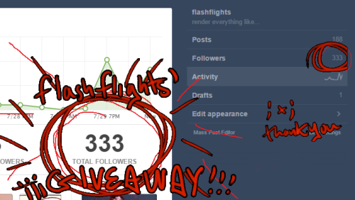 flashflights:WOOO i talked about this for 300 followers and then i missed that and life happened so 