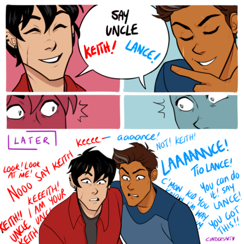 the-purple-lightsaber: cindersart:shiro/allura: procreatekeith/lance: I Will Be The Best Uncle lance