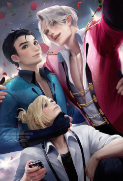 sakimichan:Yuri on Ice &lt;3 Painted victor taking a group pic. wanted to paint something after finishing the first season &lt;3 !PSD+high res,steps,vidprocess etc&gt;https://www.patreon.com/posts/8567661