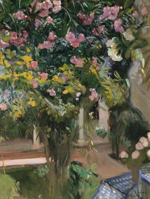 Oleanders in the Sorolla&rsquo;s Patio  -  Joaquin Sorolla i Bastida , 1918Impressionism