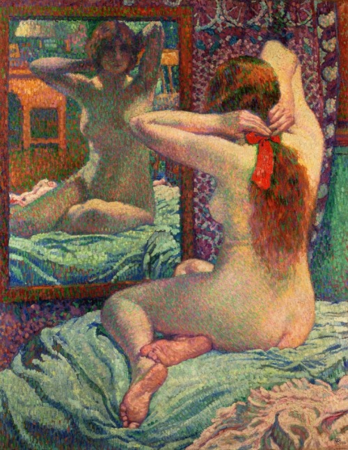 artist-rysselberghe: The Scarlet Ribbon by Théo van Rysselberghe Size: 116.2x88 cmMedium: oil