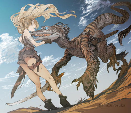 wayward-delver: “Dinosaurs can’t Kiss” by Izumi Posuka(Artist for The Promised Nev