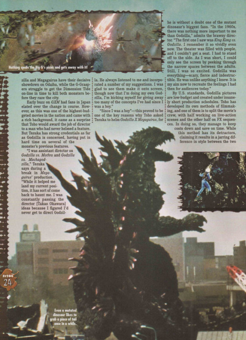 astoundingbeyondbelief:Godzilla vs. Megaguirus article in Fangoria #203 (July 2001).