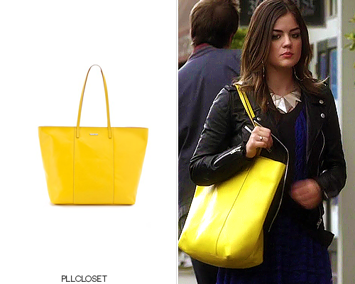 Aria actually owns three yellow bags, and this Rebecca Minkoff tote she carried in 3x17 ‘