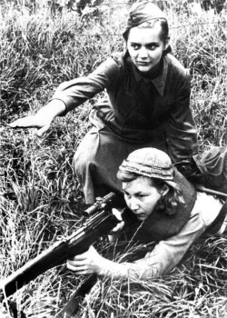 Russian women training for the sniping job.