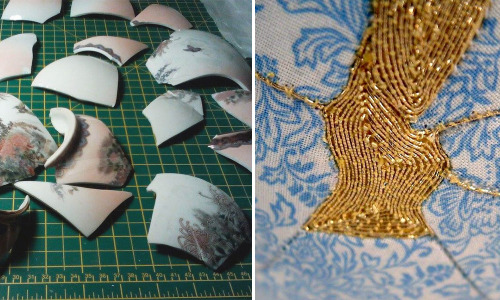 itscolossal: Artist Mimics Japanese ‘Kintsugi’ Technique to Repair Broken Vases with Emb