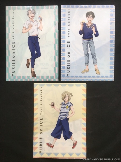 yoimerchandise: YOI x Ministop Convenience Store Clear Files Original Release Date:May 8th, 2017 Featured Characters (3 Total):Viktor, Yuuri, Yuri Highlights:A fun collaboration that has the main trio in casual clothes and enjoying Ministop’s offerings!