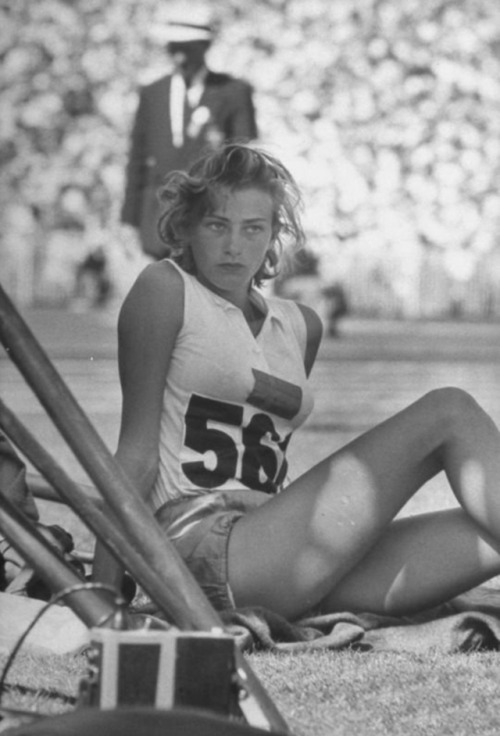 Swedish high jumper Gunhild Larking at the Melbourne Olympic Games in  1956