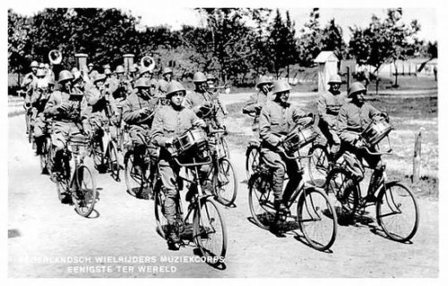 Royal Netherlands Army bicycle infantry band, circa 1930’s.