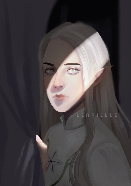 A clear divide between light and dark.My oc Yulia (she is staring at Levente)