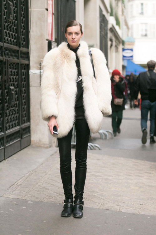 Streetstyle: Christina Mantas (model) in Paris during Haute Couture Spring 2014 shot by Melodie Jeng