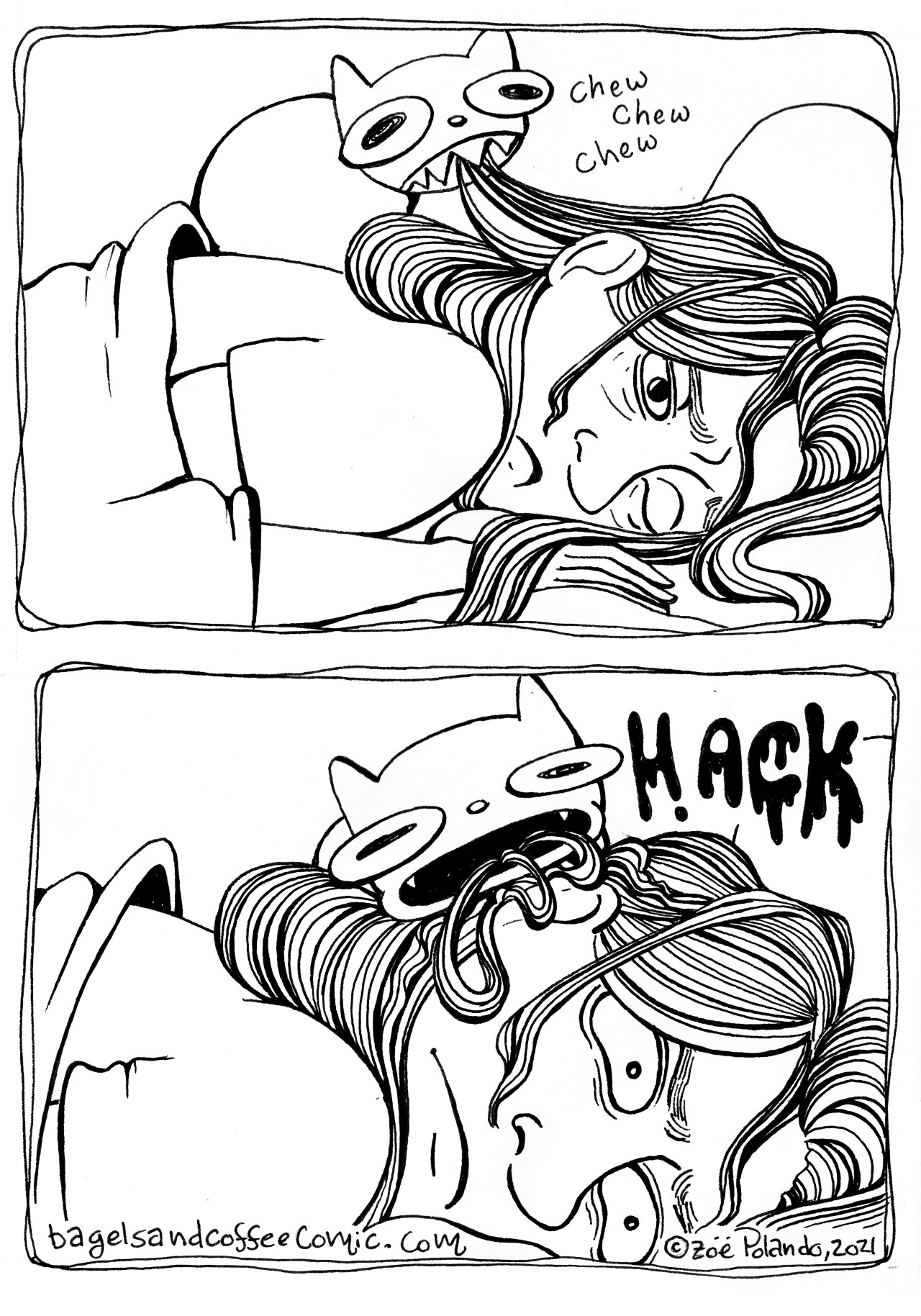 This is how I wake up every single morning, with a tiny gremlin gagging directly into my ear. COMIC - PATREON