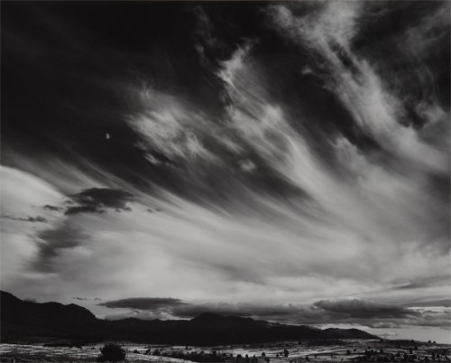 nobrashfestivity: Ansel Adams, Moon and Clouds, Northern California, 1959 Gelatin silver print from 