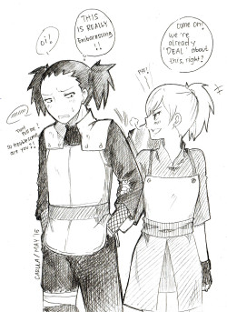 badhare-carula:  this morning, when scrolled tumblr tagged shikatema and found phoebeyes‘s prompt about ‘switching hair style (shikamaru with two pig tails &amp; temari is on ponytail) I was laughed n that gimme an idea to draw it XDD ahahahai just