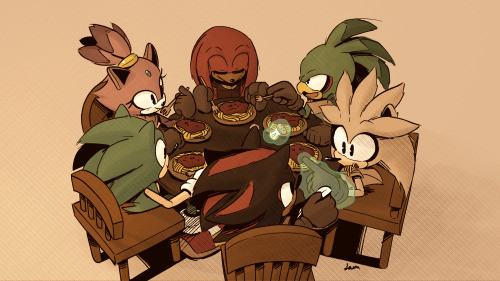 Sonic's First Order Of Business As King Is A Spaghetti Dinner With All Of His Knights.
