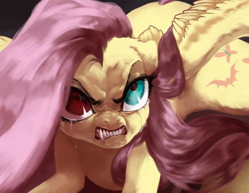 darkwee009:thecuriousfool:  I was playing around with the idea of Fluttershy, having her vampire powers awaken within her, if her loved ones were to be mortally wounded.    @flutter-butters 