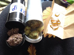 zen-mommy:  Picked up some super dank last night ❤️ 3 grams of Pineapple Haze, a gram of Grape Kryptonite, and a gram of Dr. Dankenstein shatter ❤️