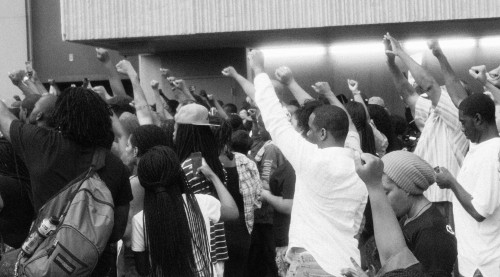 stephenphilms:  August 18th 2014 in Atlanta Georgia a peaceful Rally for the Justice of murdered unarmed teen Michael Brown took place. Michael Brown was shot 6 times in the street by a cop in Ferguson Missouri.  As the rain poured down a group of a