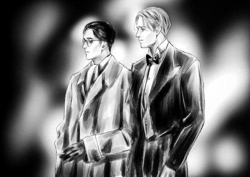 BMAAHD-verse Viktuuri in fancy suits (thank you @all-on-s-y for commissioning me!)Twitter | Ko-fi | 