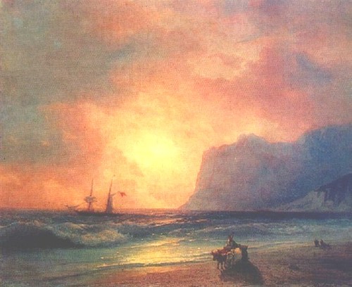 artist-aivazovski: The sunset on sea, 1866, Ivan Aivazovski Medium: oil,canvas