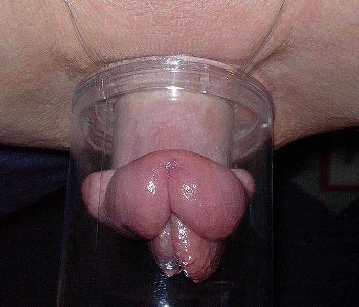 Pumped pussy, interesting result in unusual tube.