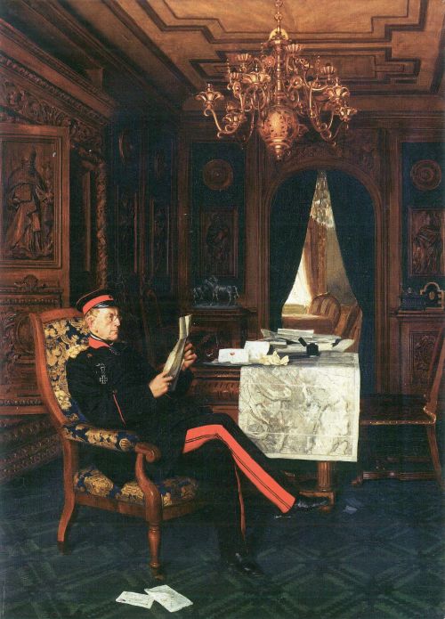 tacerror:  Moltke at his study in Versailles (1872) Painting by Anton von Werner.