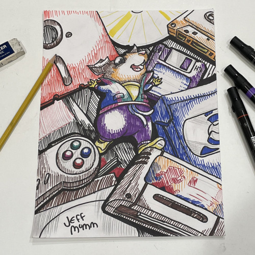 Joe vs ‘90s Media!  This original marker and pencil sketch is now being auctioned to help rais