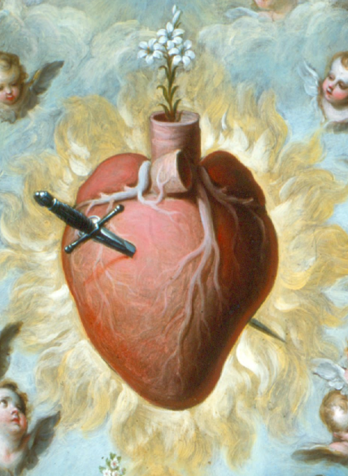 desimonewayland: Juan Patricio Morlete Ruiz, 1759, The Heart of Mary (detail), Oil on copper. via: M