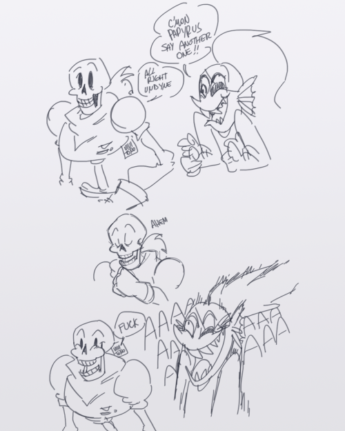 undyne is very encouraging to papyrus saying swear words just because he can