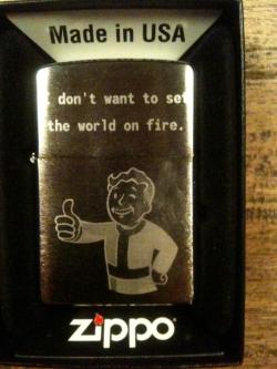 Dorkly:  Fallout Fan Gets The Perfect Engraving For His Zippo 