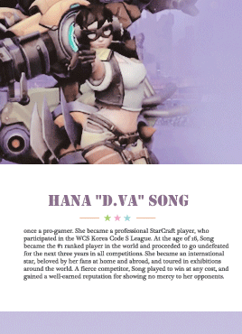 synthsdetective:  D.Va is a former professional gamer who now uses her skills to pilot a state-of-th
