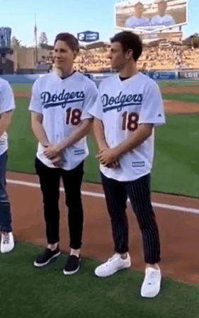 itsmikapennimanbitches: Tom Daley and Dustin Lance Black at the Dodger Stadium for the LA Pride (Los