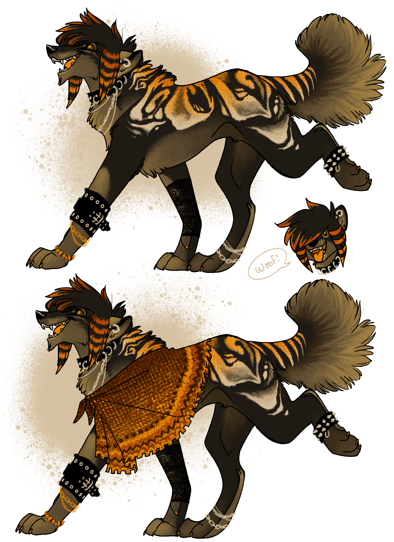 A fluffy sparkledog (?) i made for myself cause I like drawing nonsense dogs