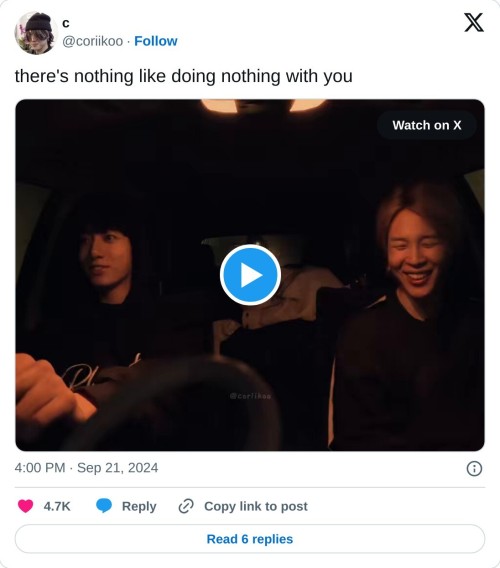 there's nothing like doing nothing with you pic.twitter.com/xFJ9hLp2Vp
— c (@coriikoo) September 21, 2024