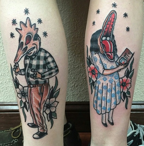 smokepuncher69:bialycoyote and I finally got our tattoos! They’re fuckin sick.