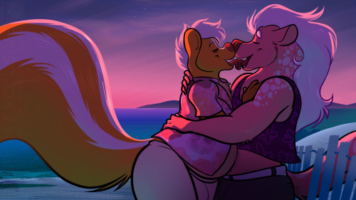 Vincent the hyena and Lyle the skunk have a small moment of relaxation. Part of the 2020 Patreon Pac