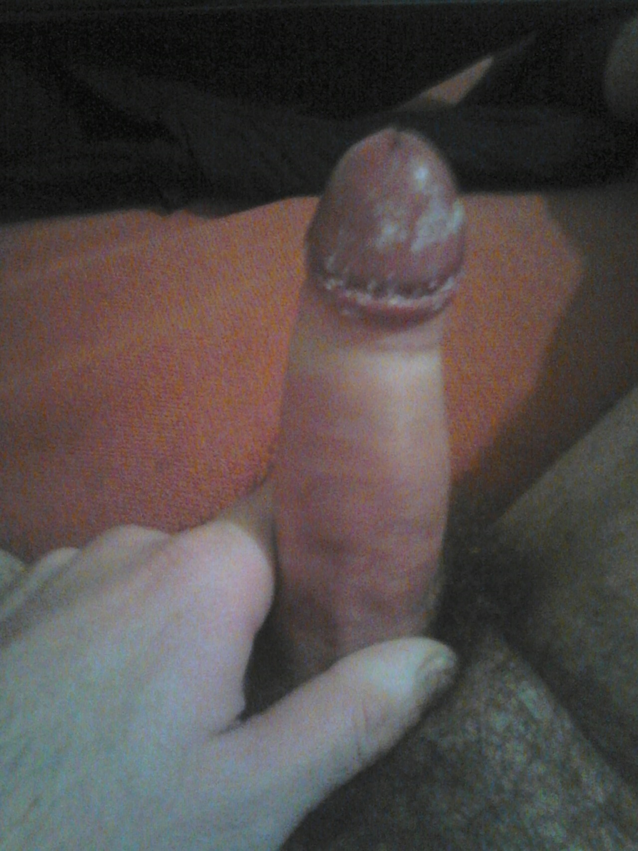 uncutsmellylad:My cheesy cock just now. It fuckin stinks man.