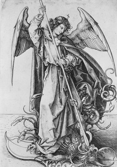 Martin Schongauer (1448-1491), &lsquo;Saint Michael Slaying the Dragon&rsquo;, 1480