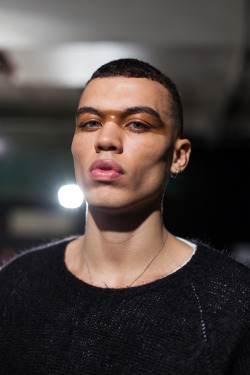 ohthentic:  dihamond:  black-boys:  Dudley O’Shaughnessey by Eva K. Salvi | Backstage at Maharishi FW 15  DUDLEY💖💖💖  Oh 