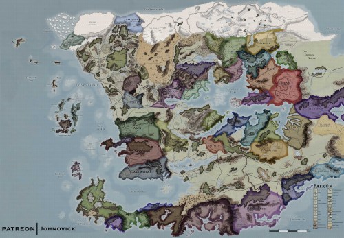 [[ Political Map of Faerûn as of 1492 DR by Johnovick.Full res version here.1 hex = 20 miles as of t