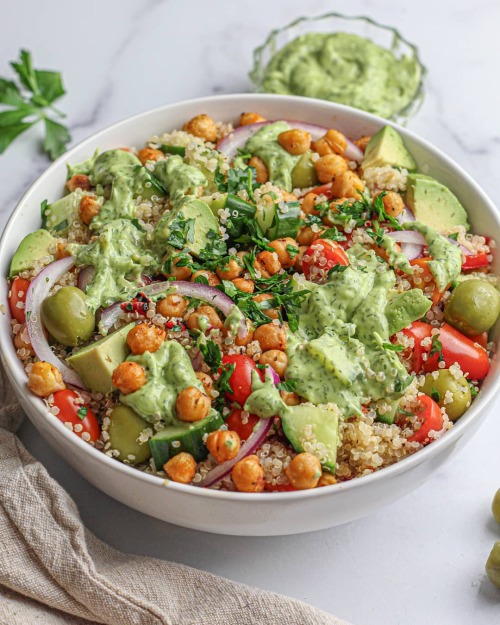 veganmichephd: Quinoa Salad w/ Avocado Dill Dressing recipe  Instagram: @veganmiche