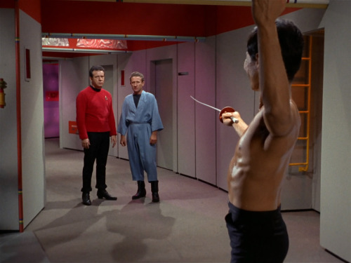 classictrek:The first-draft script for “The Naked Time” featured Sulu stalking through the corridors