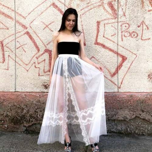 Milk Tulle Skirt With Lace //katringloss