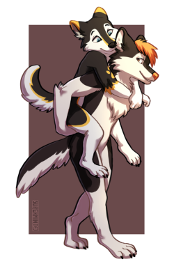Superanthroexchange:  2 Character Cel Shaded Fullbody Commission For  Luckytheoriginalhusky