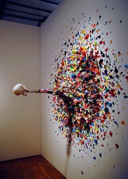 sixpenceee:I couldn’t find the artist behind this installation. If someone knows their name, please message me ASAP. Edit: The artist is Typoe, the piece is called Confetti Death.